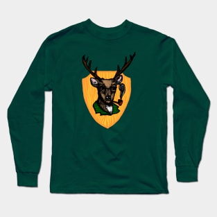 Pipe Smoking Deer Long Sleeve T-Shirt